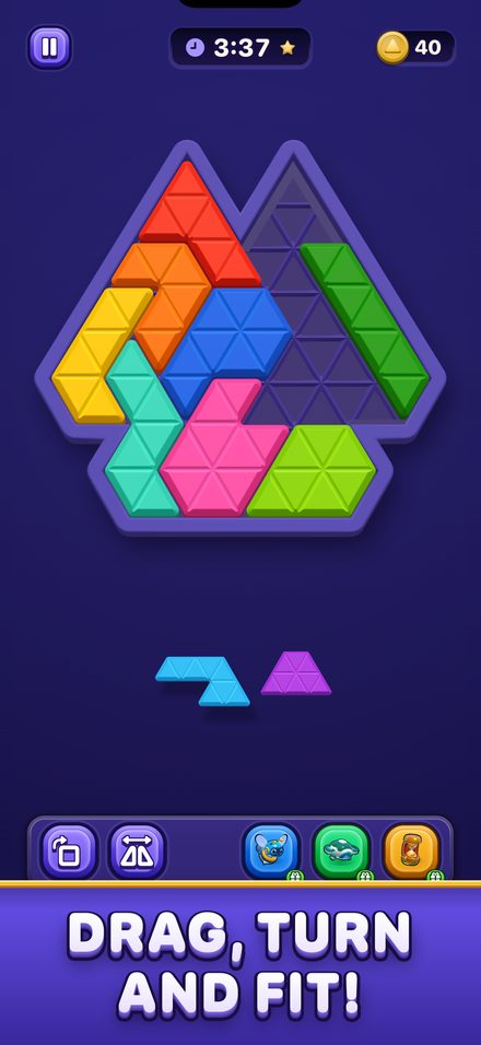 Mindria on iPhone: colored pieces fitted into a silhouette