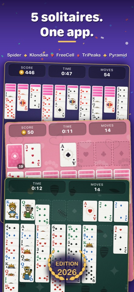 Solitaire: Cards on iPhone: Spider, Klondike and FreeCell tables
